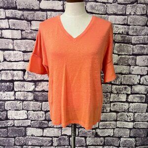 Chico's Salmon V-Neck Bell Shaped Short Sleeve Tee Size M